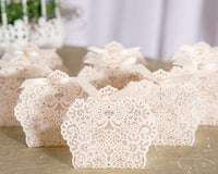 Thumbnail for Luscious Foil Lace Favor Box with Ribbon (Set of 10) - Alternate Image 2 | My Wedding Favors