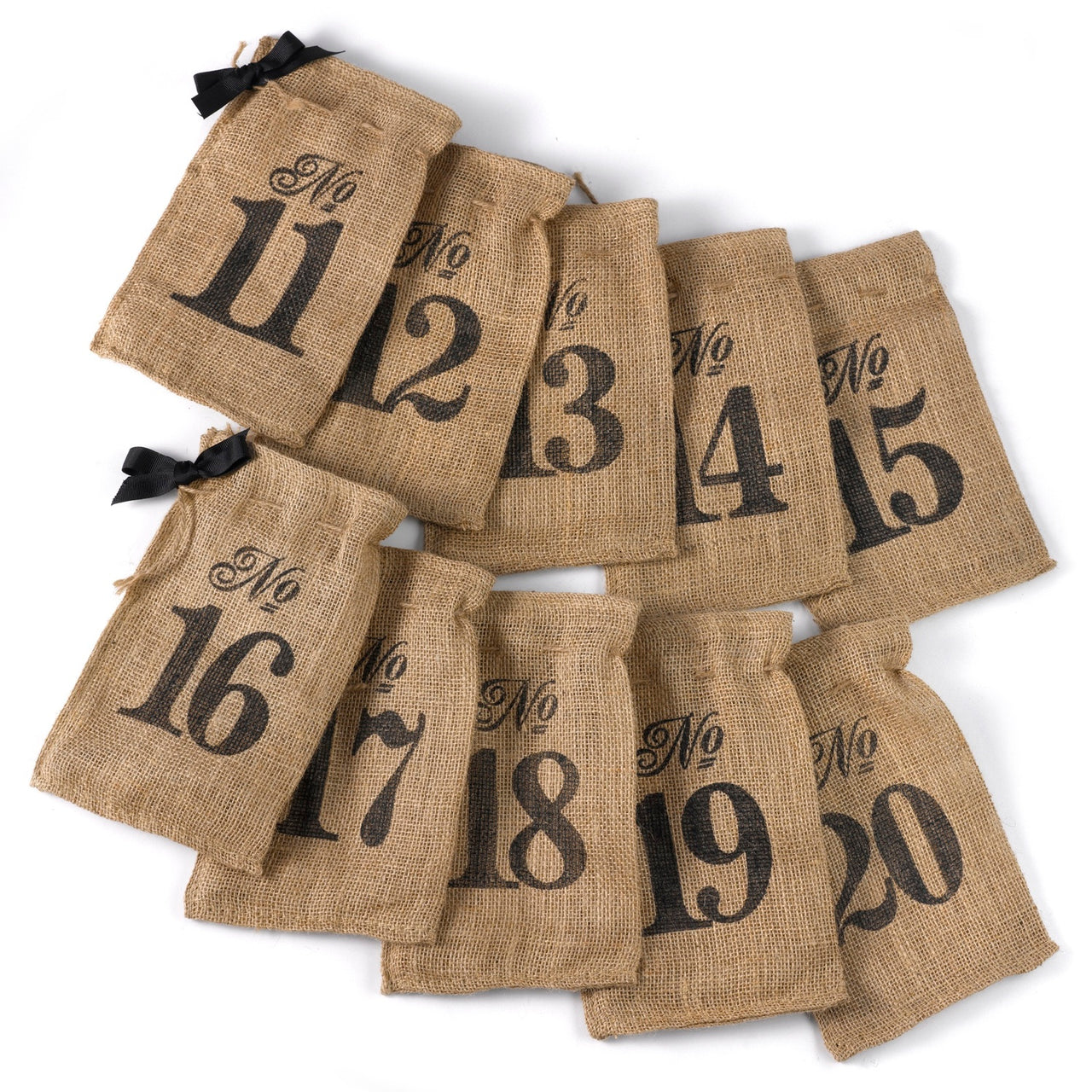 Printed Burlap Table Number Wine Bags (11-20) - Alternate Image 2 | My Wedding Favors