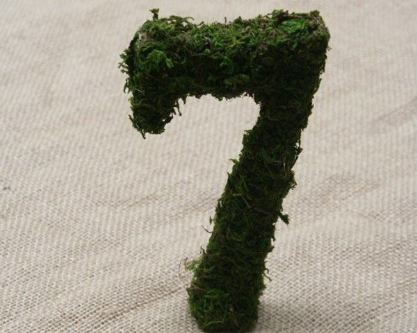 Moss Covered Standing Wedding Table Numbers - Main Image | My Wedding Favors
