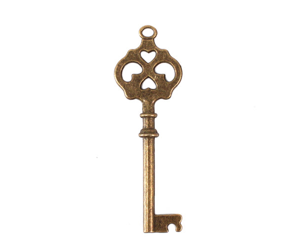 Antique Double Heart Key Charm (Set of 6) - Main Image | My Wedding Favors