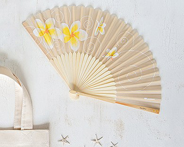 Tropical Fan with Romantic Plumeria Floral Details (Set of 6) - Main Image | My Wedding Favors
