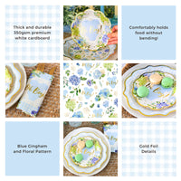 Thumbnail for Baby Shower Onesie Floral Tableware Set - Blue