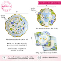 Thumbnail for Baby Shower Onesie Floral Tableware Set - Blue