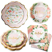 Thumbnail for Baby Shower Onesie Tableware Set - Pink Floral