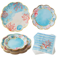 Beach Party Tableware Set - 7” Plate (set of 16), 9” Plate (set of 16), and Napkin (set of 30) Main Image, MWF | Tableware