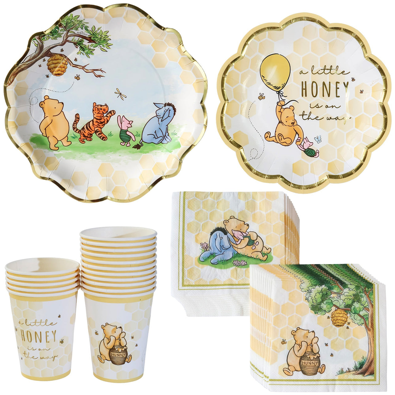Honey Bear 78 Piece Party Tableware Set - (16 Guests) Main Image, MWF | Tableware