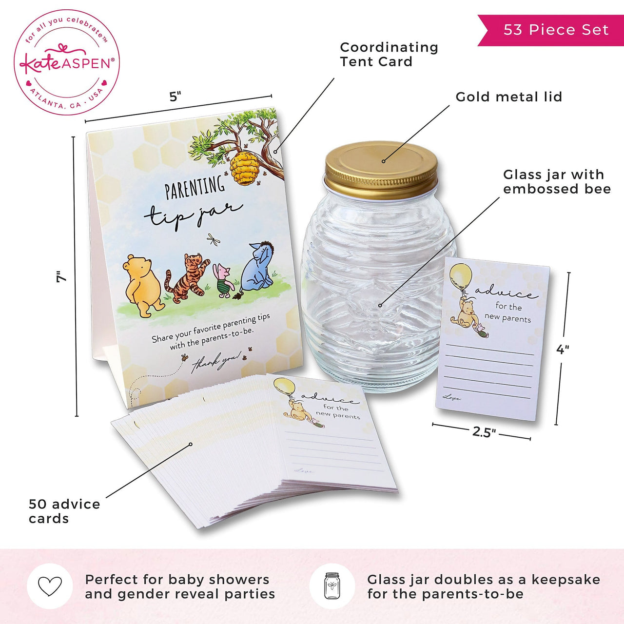 Honey Bear Baby Shower Activity Parenting Tip Jar Advice Cards Set Alternate Image 6 MWF | Games and Advice Cards