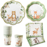 Woodland Baby 78 Piece Party Tableware Set - (16 Guests) Main Image, MWF | Tableware