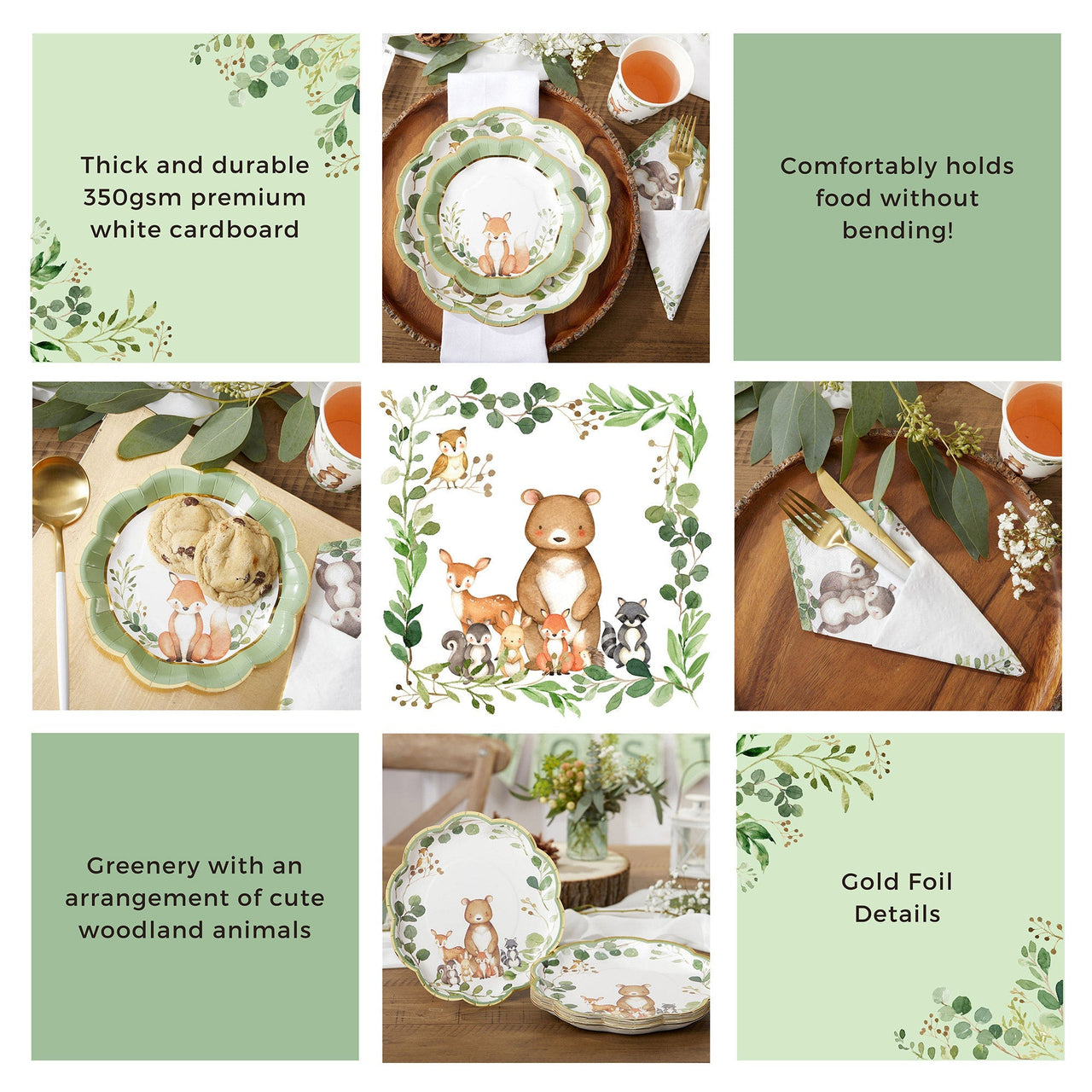 Woodland Baby 78 Piece Party Tableware Set - (16 Guests) Alternate Image 5 MWF | Tableware