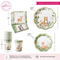 Woodland Baby 78 Piece Party Tableware Set - (16 Guests) Alternate Image 6 MWF | Tableware