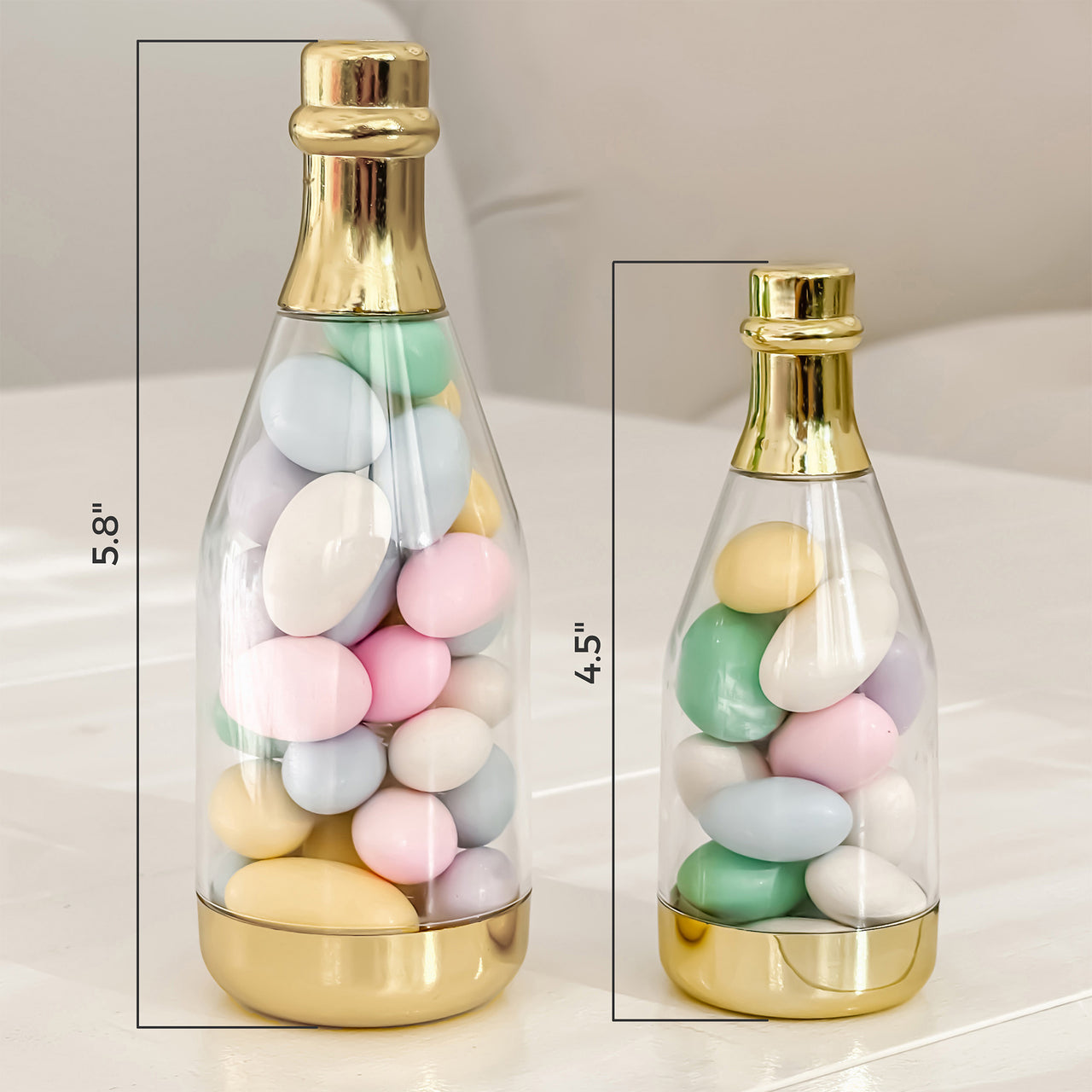 Gold Metallic Champagne Bottle Favor Container - Medium (Set of 12)