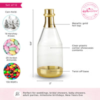 Gold Metallic Champagne Bottle Favor Container - Medium (Set of 12)