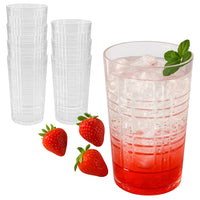 22 oz Plaid Detailed Acrylic Clear Cups, Set of 8