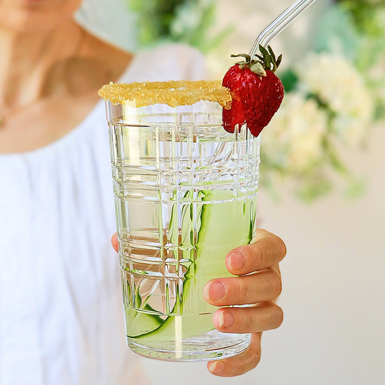 22 oz Plaid Detailed Acrylic Clear Cups, Set of 8