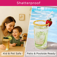 22 oz Plaid Detailed Acrylic Clear Cups, Set of 8