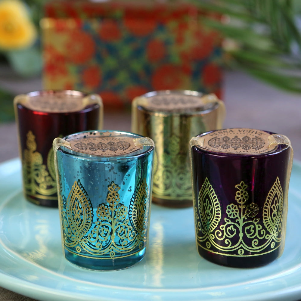 Indian Jewel Henna Votives - Assorted (Set of 4)