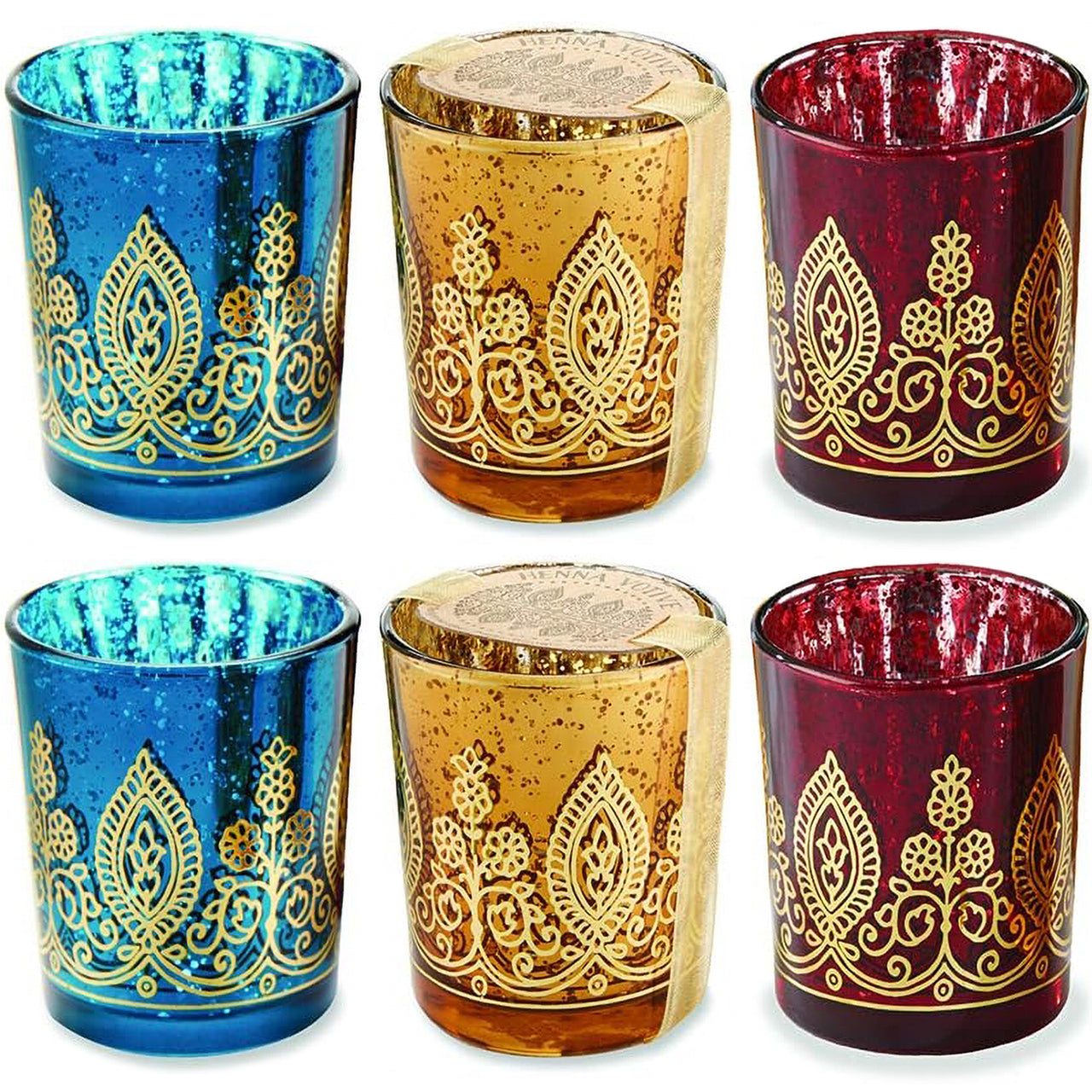 Indian Jewel Henna Votives - Assorted (Set of 6)