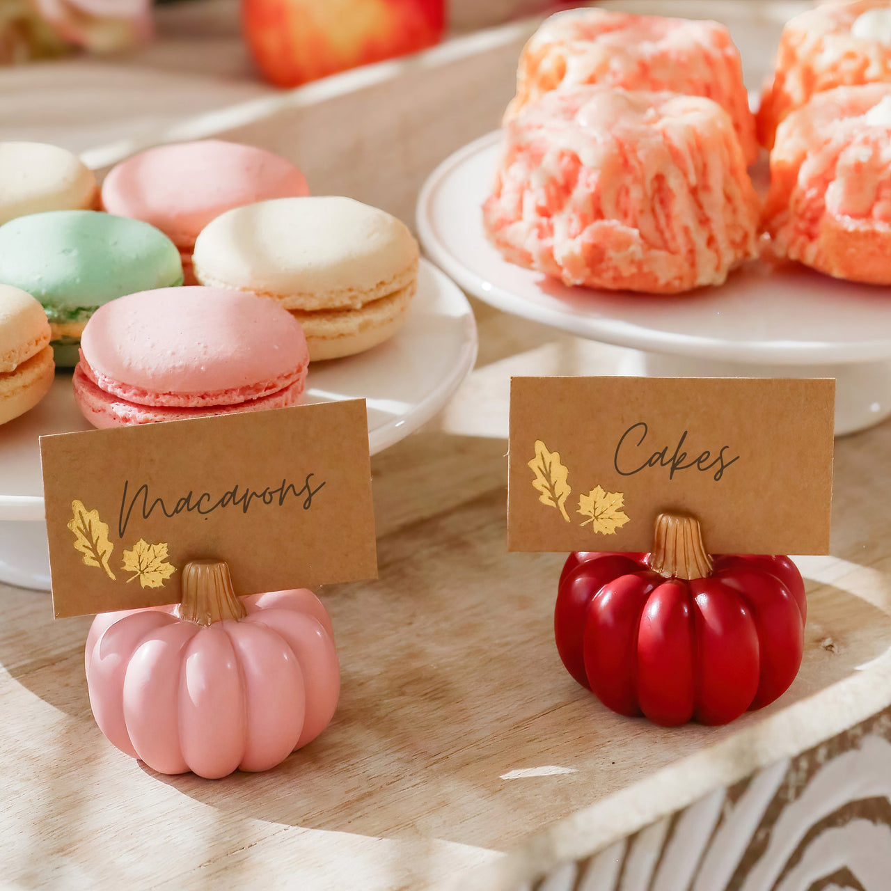 Burgundy & Blush Pink Pumpkin Place Card Holder (Set of 6) | My Wedding Favors | Alt Image 3
