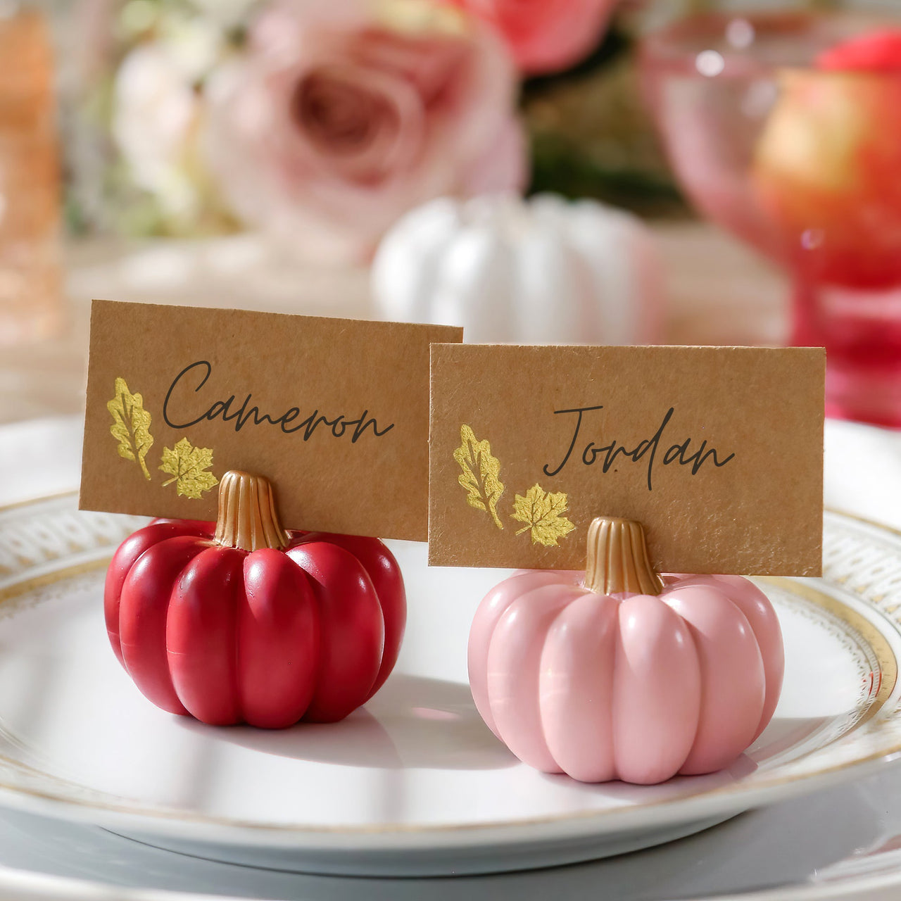 Burgundy & Blush Pink Pumpkin Place Card Holder (Set of 6) | My Wedding Favors | Alt Image 7
