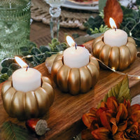 2-in-1 Pumpkin Tealight/Candlestick Holder (Set of 6) - Gold | My Wedding Favors | Alt Image 2