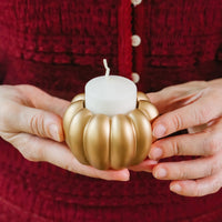 2-in-1 Pumpkin Tealight/Candlestick Holder (Set of 6) - Gold | My Wedding Favors | Alt Image 4