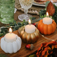 2-in-1 Pumpkin Tealight/Candlestick Holder (Set of 6) - White | My Wedding Favors | Alt Image 2