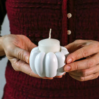 2-in-1 Pumpkin Tealight/Candlestick Holder (Set of 6) - White | My Wedding Favors | Alt Image 4
