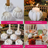 2-in-1 Pumpkin Tealight/Candlestick Holder (Set of 6) - White | My Wedding Favors | Alt Image 5