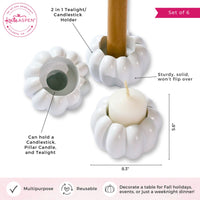2-in-1 Pumpkin Tealight/Candlestick Holder (Set of 6) - White | My Wedding Favors | Alt Image 6