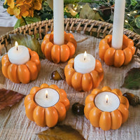 2-in-1 Pumpkin Tealight/Candlestick Holder (Set of 6) - Orange | My Wedding Favors | Main Image
