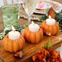 2-in-1 Pumpkin Tealight/Candlestick Holder (Set of 6) - Orange | My Wedding Favors | Alt Image 2