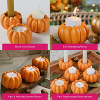 2-in-1 Pumpkin Tealight/Candlestick Holder (Set of 6) - Orange | My Wedding Favors | Alt Image 5
