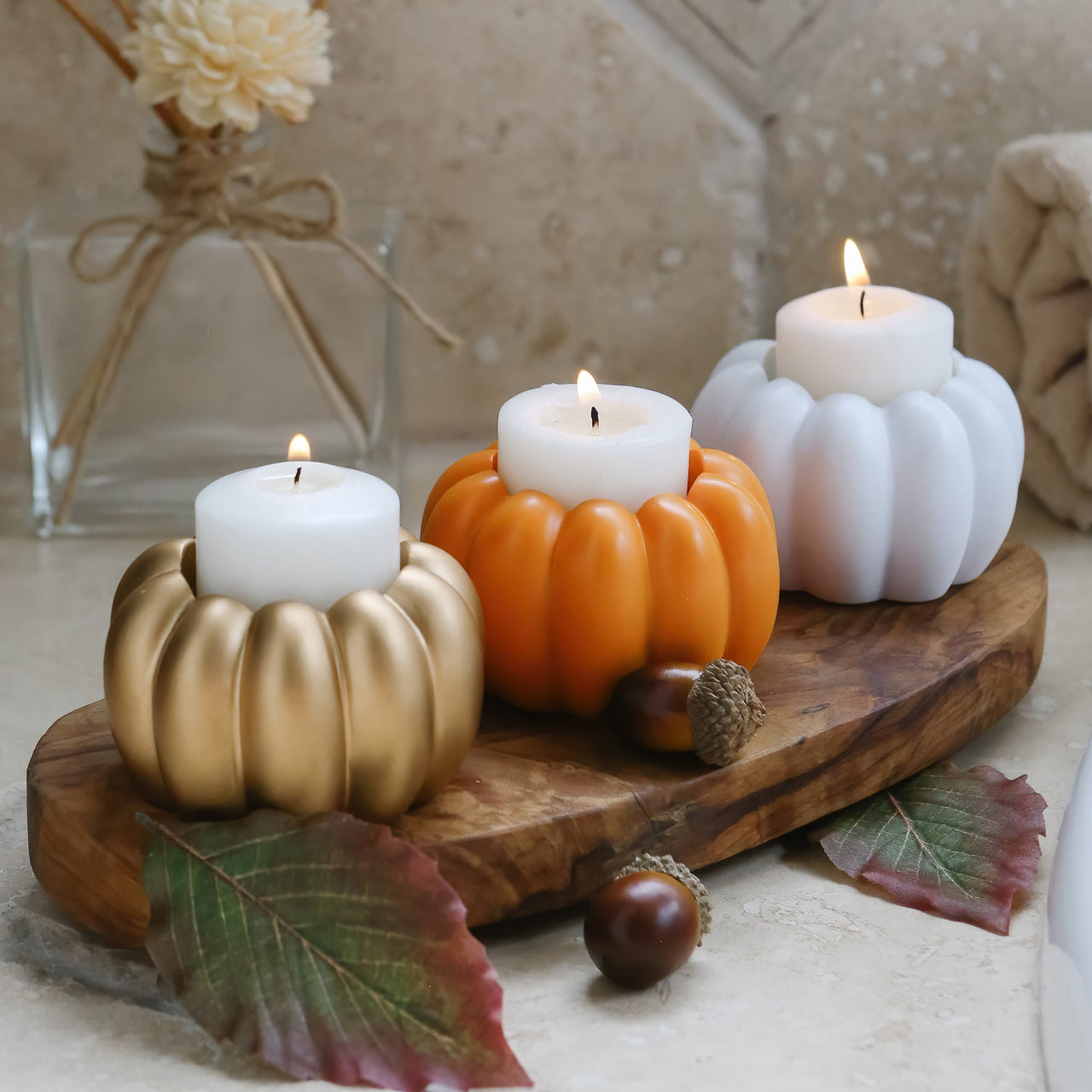 2-in-1 Pumpkin Tealight/Candlestick Holder (Set of 6) - Orange | My Wedding Favors | Alt Image 7