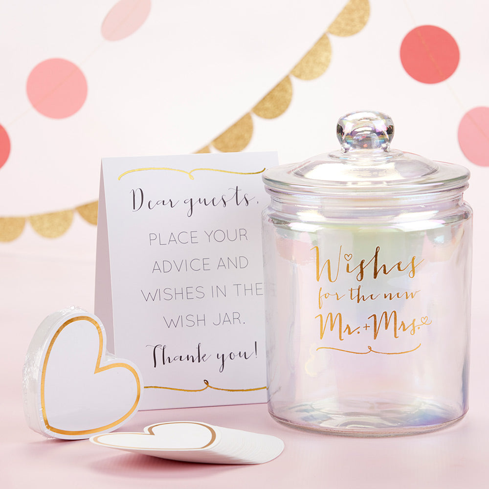 Iridescent Wedding Wish Jar with Heart Shaped Cards