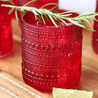 10 oz. Textured Beaded Red Old Fashion Drinking Glasses (Set of 6)