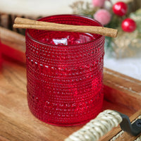 10 oz. Textured Beaded Red Old Fashion Drinking Glasses (Set of 6)