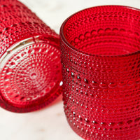 Thumbnail for 10 oz. Textured Beaded Red Old Fashion Drinking Glasses (Set of 6)