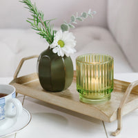 Ribbed Green Glass Votive Candle Holder (Set of 6) | My Wedding Favors | Alt Image 3