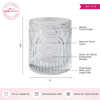 Thumbnail for 10 oz. Ribbed Retro Arch Floral Clear Drinking Glasses (Set of 6)