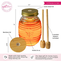 Glass Bee Honey Jar and Dipper Set (2 Lids and Dippers) - Alternate Image 6