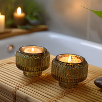 2-In-1 Fluted Gold Glass Taper Candlestick Candle Holders (Set Of 4)