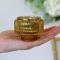 2-In-1 Fluted Gold Glass Taper Candlestick Candle Holders (Set Of 4)