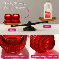 2-In-1 Fluted Red Glass Taper Candlestick Candle Holders (Set Of 4)