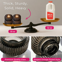 2-In-1 Fluted Smoke Grey Glass Taper Candlestick Candle Holders (Set Of 4)