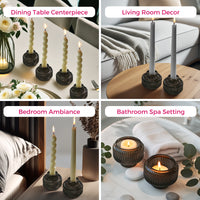 2-In-1 Fluted Smoke Grey Glass Taper Candlestick Candle Holders (Set Of 4)
