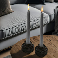 2-In-1 Fluted Smoke Grey Glass Taper Candlestick Candle Holders (Set Of 4)