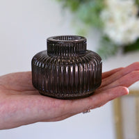 2-In-1 Fluted Smoke Grey Glass Taper Candlestick Candle Holders (Set Of 4)