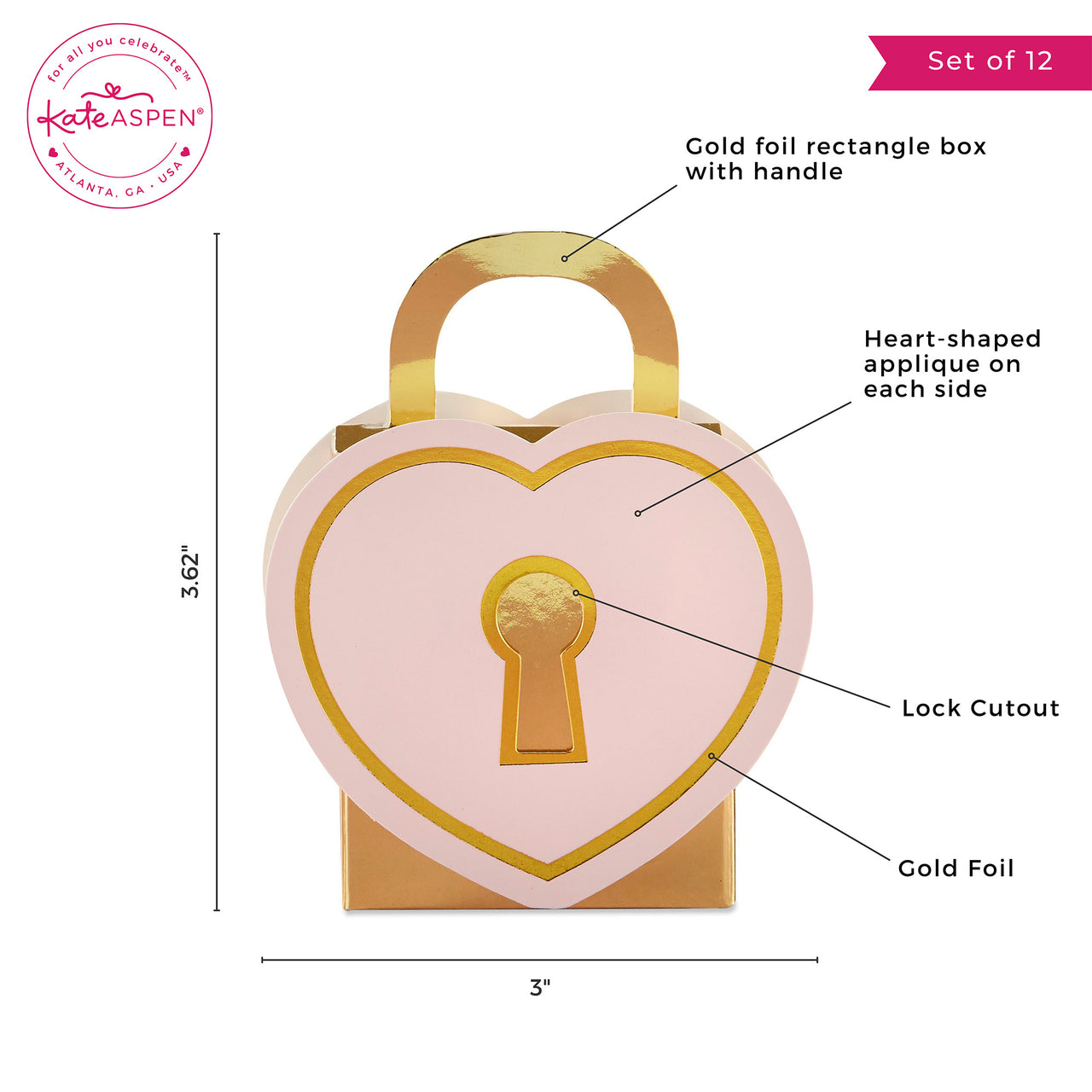 Love Lock Favor Box (Set of 12)