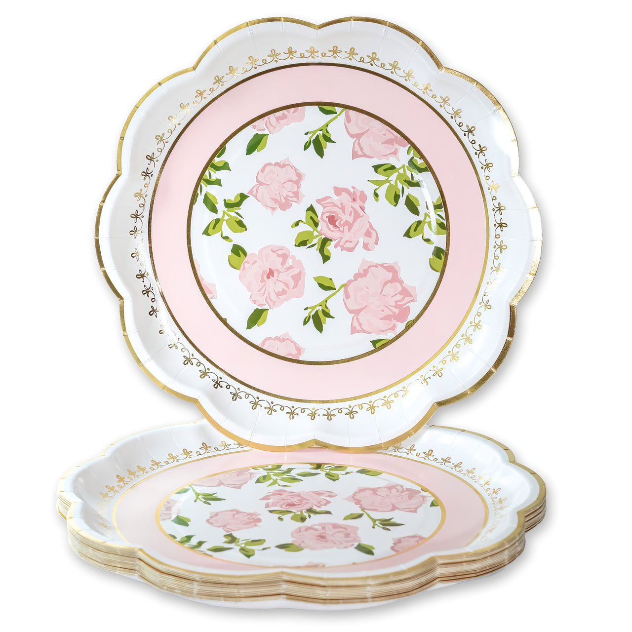 Pink Tea Time Whimsy 9 in. Premium Paper Plates (Set of 16)