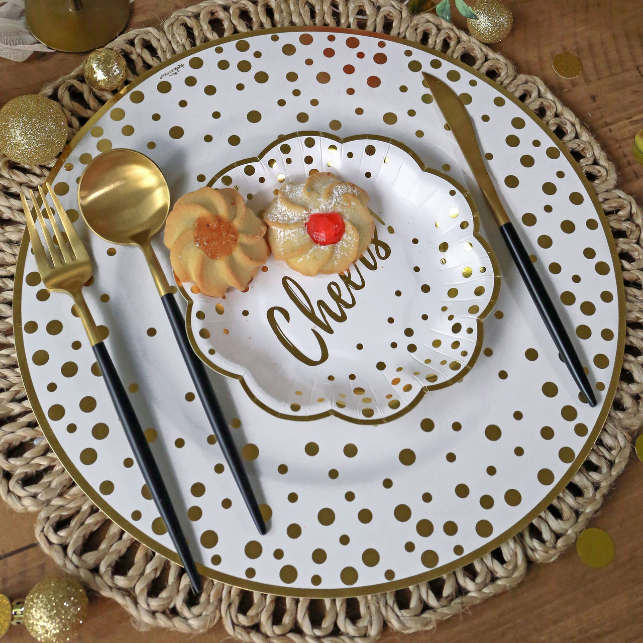13” Classic Gold Foil Dot Placemat (set of 24) | My Wedding Favors | Alternate Image 3